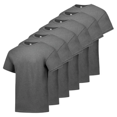 Image of Hanes Men&#039;s Short Sleeve Pack, Essentials Crewneck Cotton T Shirt, 4, Charcoal Heather 6 Medium