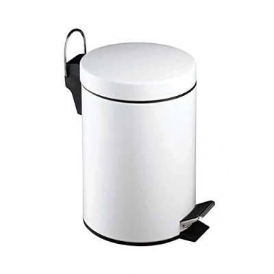 Image of Premier Housewares 506422 Pedal Bin White Kitchen Stainless Steel Bathroom Push Bins Recycling 3 L H26 x W17 D23cm