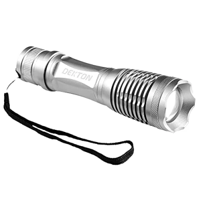 Image of Dekton Pro Light Xt400 Heavy Duty Explorer Torch 400 Lumens/350m Distance ultra Bright Lumens High Intensity Led Adjustable Beam Focus Aluminium Alloy 3xAAA Batteries Included One Button Action