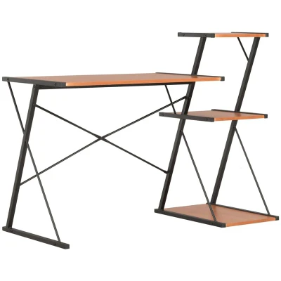 Image of vidaXL Desk with Shelf Black and Brown 116x50x93 cm