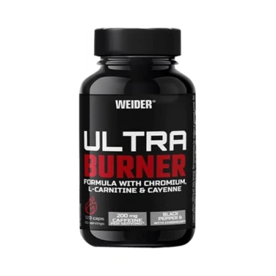 Image of Weider Ultra Burner 120 caps. Powerful thermogenic Formula. with Plant extracts and Caffeine. L Carnitine, Chromium Vitamin B6. 100% Vegan