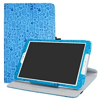 Image of LFDZ Galaxy Tab E 9.6 T560 Rotation Case 360 Degree Rotating PU Leather With Cute Pattern Sleeve Cover for Samsung SM / T561 T565 Inch Tablet,Blue