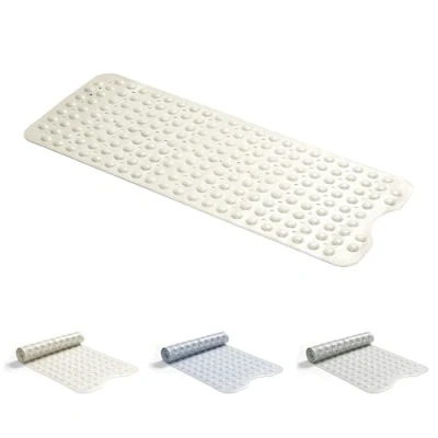 Image of Good Nite Long Bath Mat Non Slip Shower Extra Large Suction Cups for Secure Bathing Anti Mould,Machine Washable Soft Thickened Rubber Backing 101x40cm Beige