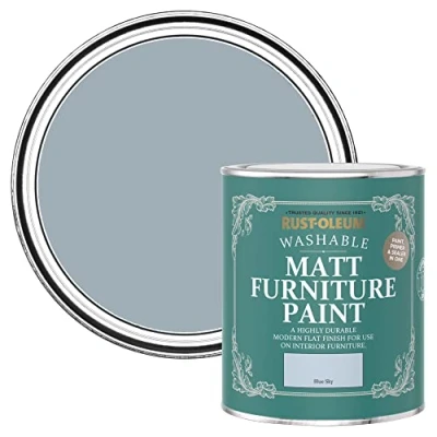 Image of Rust Oleum Light Blue Furniture Paint in Matt Finish Sky 750ml