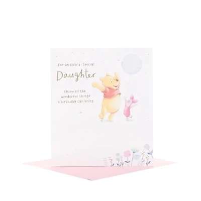 Image of Winnie The Pooh Birthday Card for Daughter &amp; Piglet Design