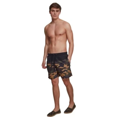 Image of Urban Classics Swimming shorts, Men&#039;s, Size: Large, Black/wood
