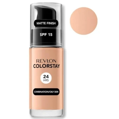 Image of Revlon Colorstay Liquid Foundation Makeup Combination/Oily Skin SPF 15, Longwear Medium Full Coverage With Matte Finish, True Beige (320), 30 Ml