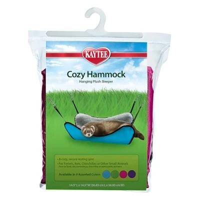 Image of Kaytee Cozy Hammock for Ferrets, Faux Fur Lining, 4 Durable Straps, Machine Washable