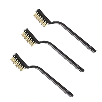 Image of Lmyzcbzl Mini Wire Brush, 3 Pcs Small Brass Brushes, Brush for Cleaning Masonry, Stove, Sink, Dust and Rust