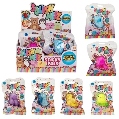 Image of Squish Meez Sticky Pals 12 Pack Fidget Toy Set Stress Relief, Anxiety Relief &amp; Calming Squishy Sensory Playset Party Bag Fillers For Birthday, Weddings, Schools 3+