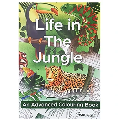 Image of Life in The Jungle Adult Advanced Colouring book A4 Size
