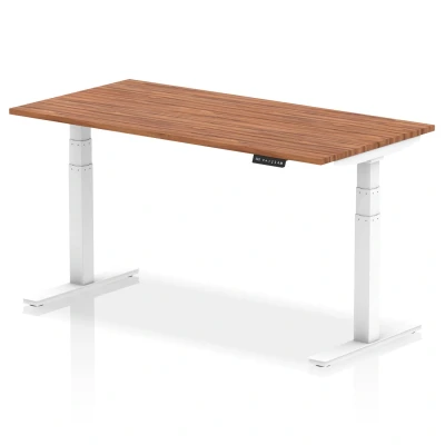 Image of Air 1600/800 Walnut Height Adjustable Desk With White Legs HA01027
