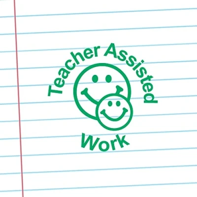 Image of Teacher Assisted Work Stampwe Green Ink. 22mm Self Inking, Reinkable ^