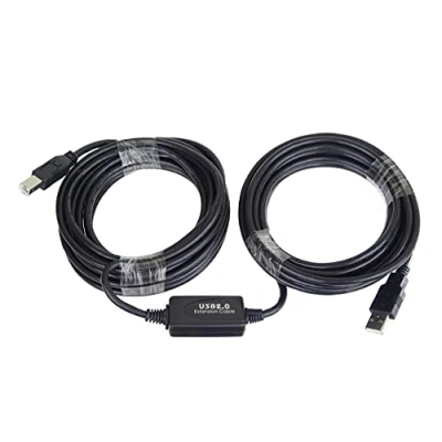 Image of PremiumCord Active USB Connection Cable with Repeater 10 m, A Male to B Male, 2.0 High Speed Cable, 2x Shielded, AWG20/28, Colour Black, Length m