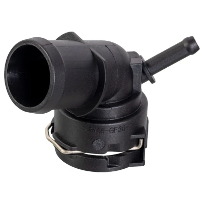 Image of 1K0122291BE Coolant Flange FEBI BILSTEIN 180732 with quick coupling VOLKSWAGEN: Golf 5, 7, Scirocco III, AUDI: A3 Sportback, Convertible