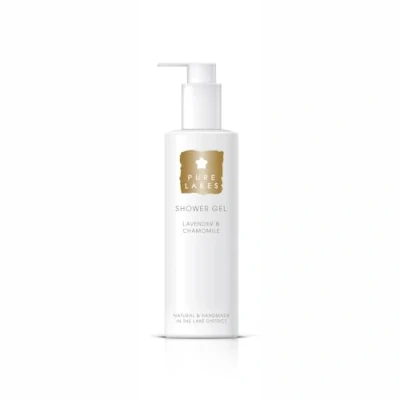 Image of Pure Lakes Lavender &amp; Chamomile Shower Gel Pump Organic with Essential Oils Vegan Made Ingredients 250ml