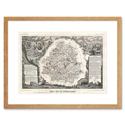 Image of Wee Blue Coo Map Antique Levasseur Dordogne Department France Framed Wall Art Print