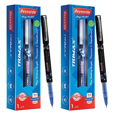 Image of Reynolds Trimax 2 ct Pouch Blue Gel Pen I Lightweight With Comfortable Grip for Extra Smooth Writing School and Office Stationery