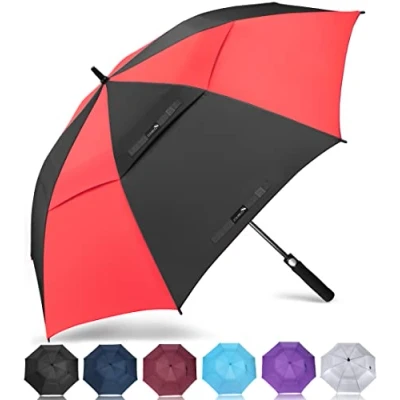 Image of ZOMAKE Golf Umbrella Windproof and Rainproof 68in, Large Strong, Big Golfing Brolly Unbreakable Double Canopy for Men Women (Black/Red)