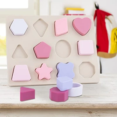 Image of Tanant Silicone Shape Sorter Montessori Toys, Shapes Stacking Grasping Board Geometric Cognitive Puzzle for ChildrenS Early Childhood Education Educational Toys 3 4 5 6 year old