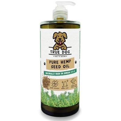 Image of True dog Hemp Oil for Dogs Natural &amp; Cat Feed Supplement with omega 3, 6, 9 support hip, joint calming 100% Pure Cold Pressed (1ltr)