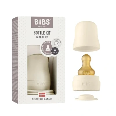 Image of BIBS Bottle Kit Part of Set. Mix and Match with Glass Bottles in Different Sizes, Slow Flow, Ivory