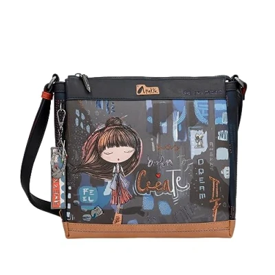 Image of Anekke Women&#039;s Shoulder Bag Rectangular Leatherette with 1 Handle and Contemporary Zip Closure Accessories Measures 25x24x7cm, multicoloured,
