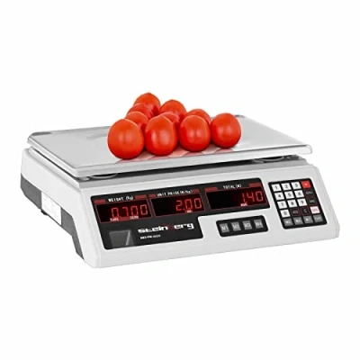 Image of Steinberg Systems Price Calculating Scale Retail Industrial Table Computing Digital 0 40kg SBS PW 402CR (33x24x0.6cm, 6 LED Displays, 7 Memory Spaces, 4V Battery, 2g Accuracy)