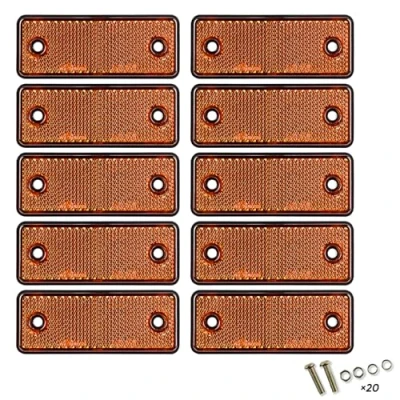Image of 10 Pack Reflectors for Gate Posts,Post Reflectors,Trailer Reflectors,Rectangular Caravan/Truck/Trailer/Boat/Motorcycle Fence Posts