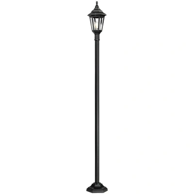 Image of Kinsale 1 Light Outdoor Coastal Lamp Post Black IP43, E27