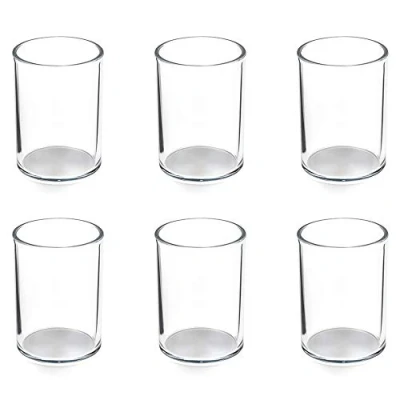 Image of OSCO Clear Acrylic Round Pen Pot 6 Pack Pencil Holder Desk Tidy Office Organiser Makeup Storage Cosmetics Display H11 x W8 D8 cm