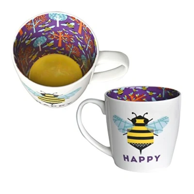 Image of Mug Ceramic Tea/Coffee Inside Out (Bee) HAPPY