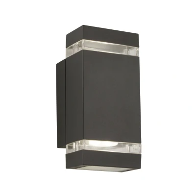 Image of 2 Light Outdoor Up &amp; Down Wall Grey IP44, GU10