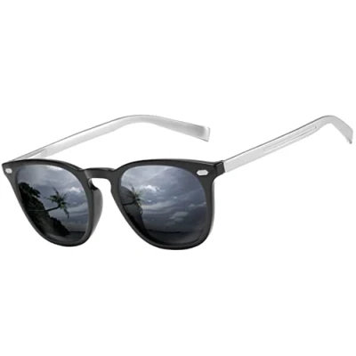 Image of Tolumo Retro Polarized Sunglasses Men Women Al Mg Metal Leg TR90 Ultra Light Frame UV400 For Driving Golf Fishing T581 Grey Silver