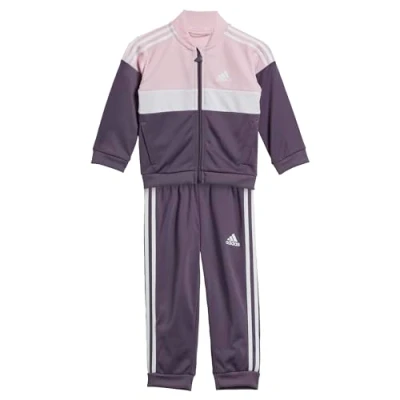 Image of adidas Unisex Baby Tiberio 3 Stripes Colorblock Shiny Kids Tracksuit, 9 12 Months