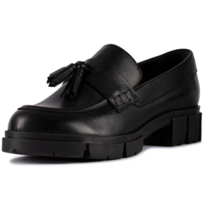 Image of Clarks Teala Loafer Leather Shoes in Black Standard Fit Size 5