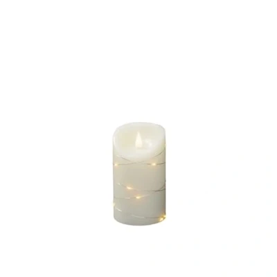 Image of Konstsmide Large Battery Candles/3D Living Operated Flameless Candle/Real Ivory Wax/Wire Fairy Lights/4 or 8 Hour Timer Function/13.5 x 7.5 cm/Warm White LED Candle, 1834 180