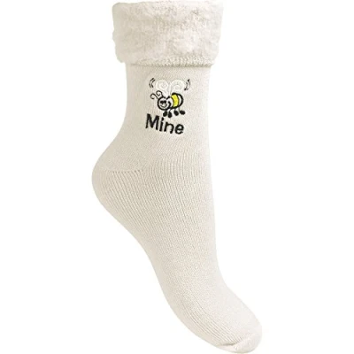 Image of Bee Mine Super Soft &amp; Cozy Thermal Valentines Gift Bed Socks (Cream)