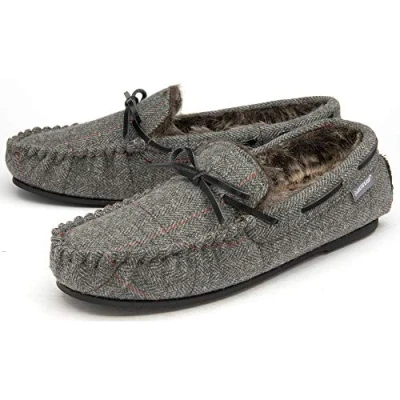 Image of DUNLOP Mens Herringbone Moccasin Grey UK 7