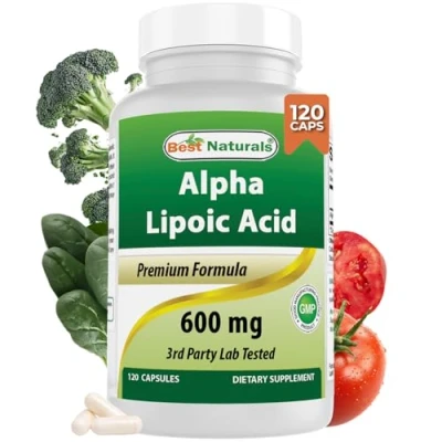 Image of Best Naturals Alpha Liopic Acid 600 mg 120 Count ALA Lipoic Powerful Antioxidant