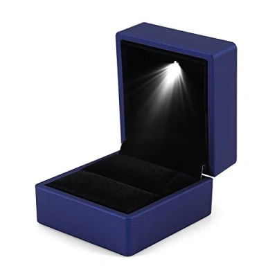 Image of Stylish LED Light Up Ring Box Storage Case Holder blue