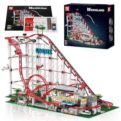 Image of Mould King 11014 Technology Roller Coaster Set, 3646 Parts Amusement Park Loop Model Building Blocks for Adults, MOC Electric Mechanical Block Clamp Kit Toys