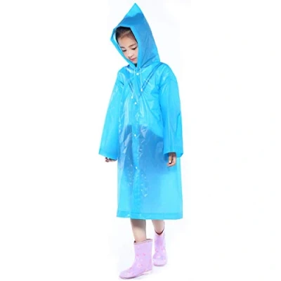Image of Kids Rain Coat for Girls Boys, Waterproof EVA Poncho with Hood, Reusable Toddler Jacket Cape Rainwear, Clear Children Raincoat Travel Outdoor Climbing Hiking Camping (Rose Red)