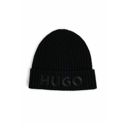 Image of HUGO Unisex Beanie, Men&#039;s, Size: one Size, Black