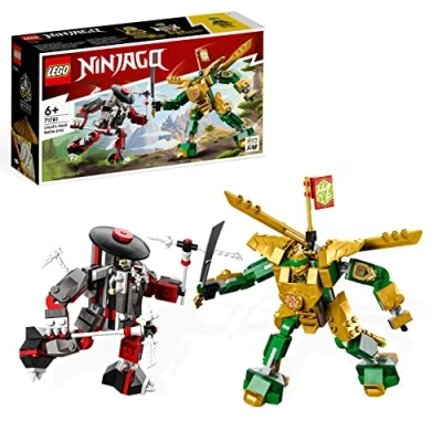 Image of LEGO 71781 NINJAGO Lloyd’s Mech Battle EVO, 2 Action Figures Set with Upgradable Figure, Toy for Kids Aged 6 Plus Bone Warrior and Golden Lloyd Minifigures