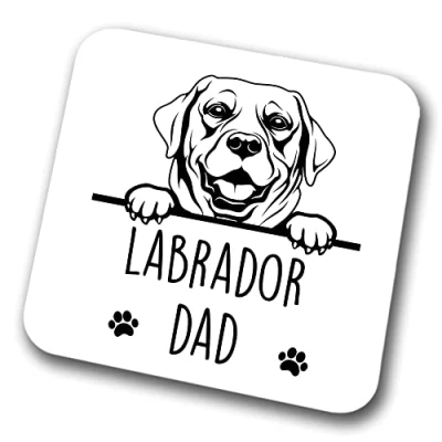 Image of Labrador Dad Coaster Pet Present Dog Mum Friend Joke Funny Gift Birthday Christmas, Hardboard