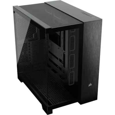 Image of CORSAIR 6500X Mid Tower ATX Dual Chamber PC Case Panoramic Tempered Glass Reverse Connection Motherboard Compatible No Fans Included Black/Obsidian Aluminium