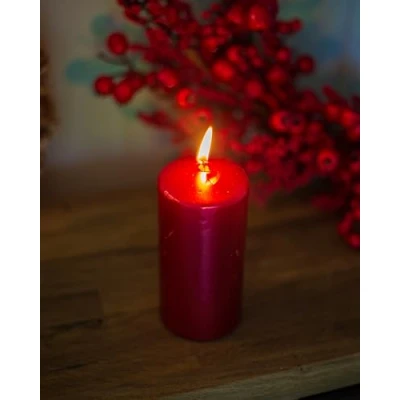 Image of Marco Paul Christmas Large Red Pillar Candle, Non Scented Candles Candle for Indoor Decorations, Wedding Decor Long Lasting (7cm x 15cm)