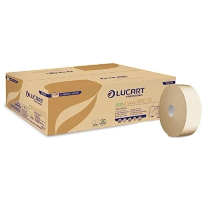 Image of Lucart Econatural 900 Sheet 2 Ply ID Toilet Roll for Identity Systems Dispenser Pack of 12