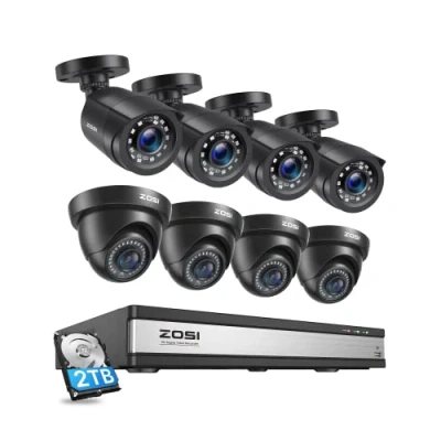 Image of ZOSI H.265+ 1080p 16 Channel Security Camera System,16 DVR with Hard Drive 2TB and 8 x Outdoor Indoor CCTV Bullet Cameras Long Night Vision 110 Wide Angle